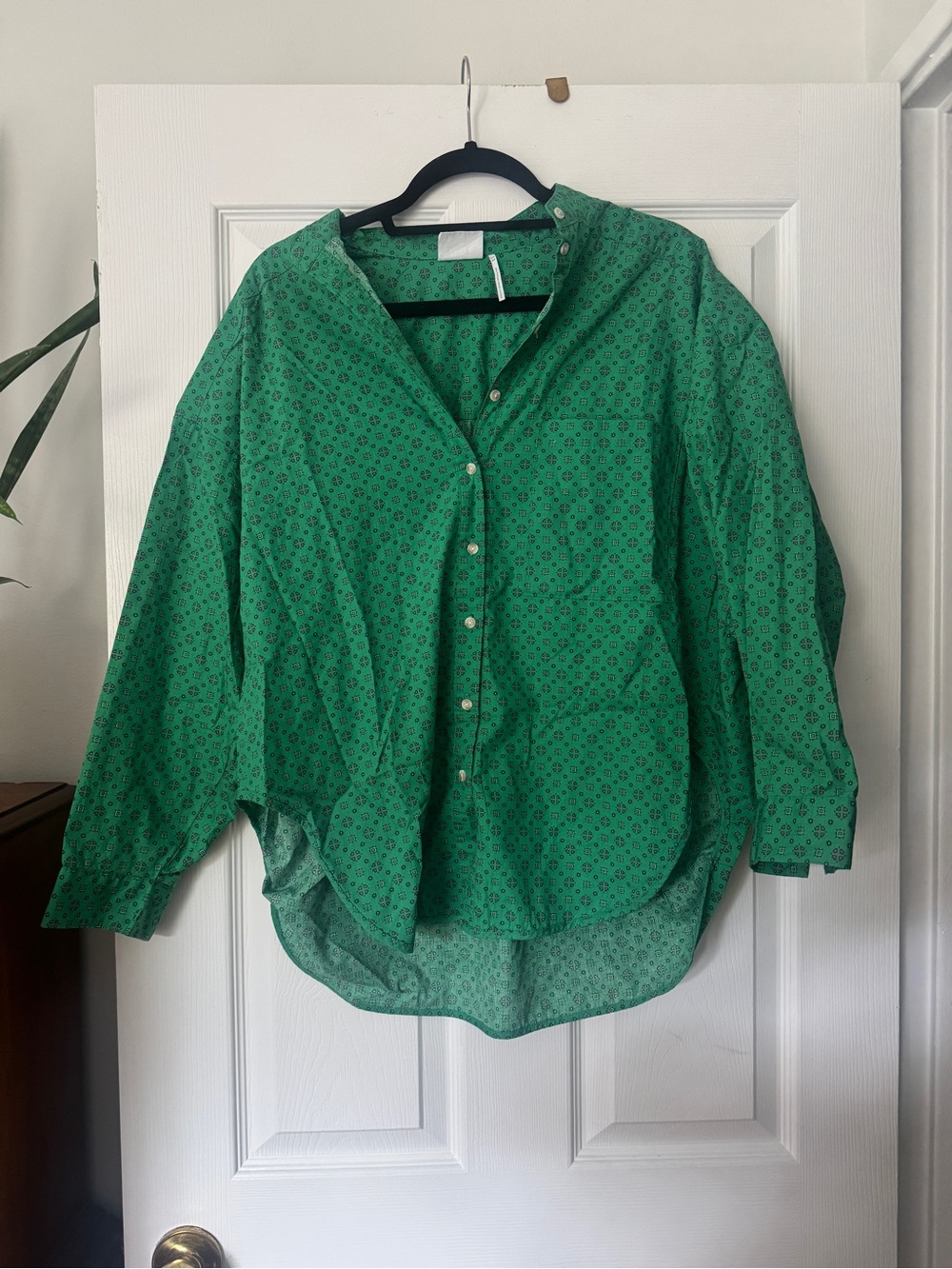 Urban Outfitters Green Printed Button-Down Shirt